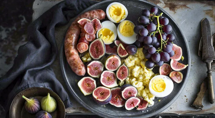 沙拉西餐美食水果鸡蛋牛肉餐具摄影