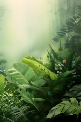 简约树叶丛林小草绿色简约背景