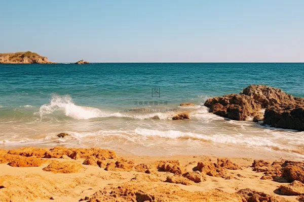 海边海浪沙滩礁石摄影图