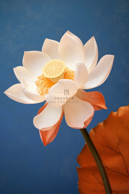 蓝色荷花简约大气背景 蓝色荷花简约大气背景