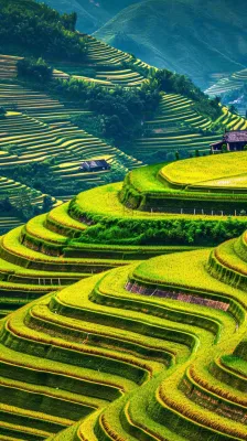 春天唯美绿色梯田种植,乡村小屋,谷雨摄影图 春天唯美绿色梯田种植,乡村小屋,谷雨摄影图