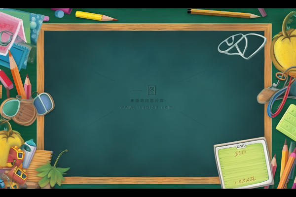 学校黑板文具背景