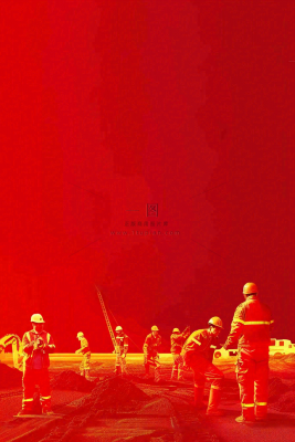 红色工地指挥工人职业人物剪影劳动节插画背景 红色工地指挥工人职业人物剪影劳动节插画背景