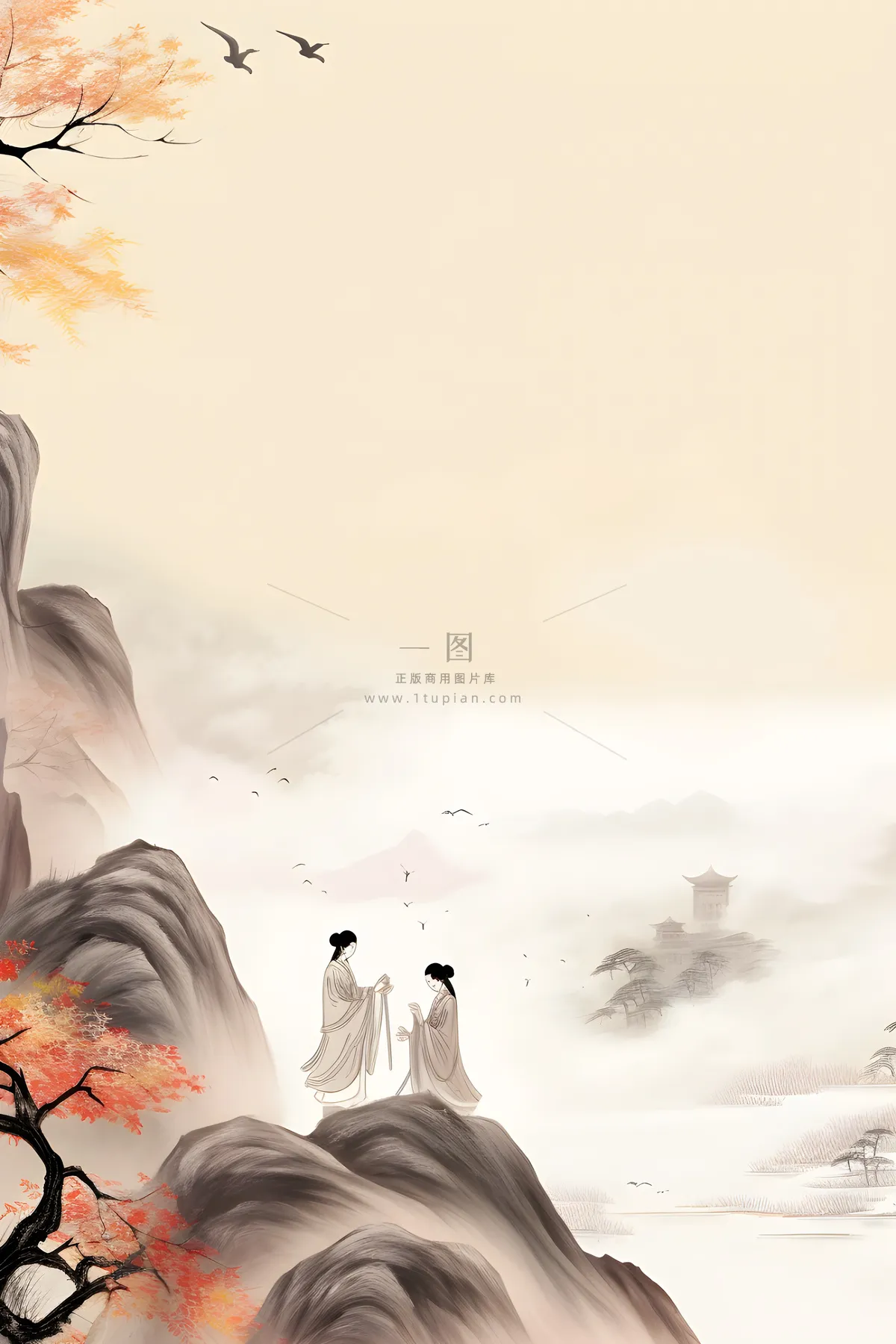 大气山水水墨意境背景