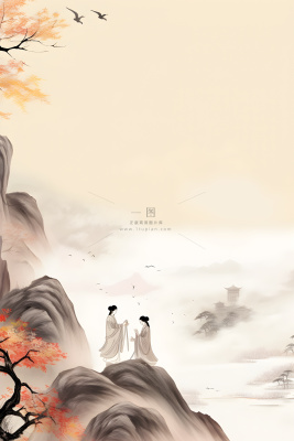 大气山水水墨意境背景 大气山水水墨意境背景