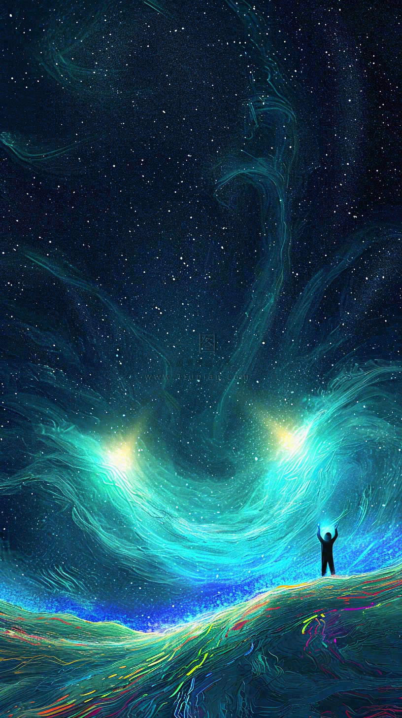 夜晚天蓝色天空科幻绚丽星空