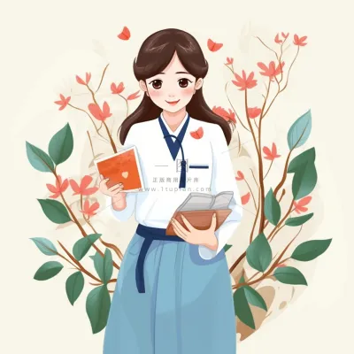 医生护士天使人物插画花海报素材背景