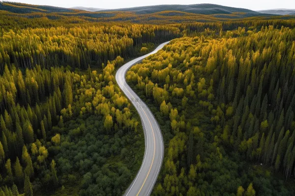 森林山脉里蜿蜒的公路摄影图
