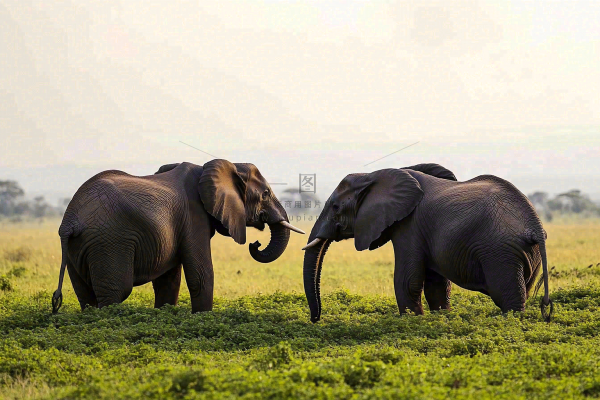 非洲大草原大象象群野生动物保护动物摄影图
