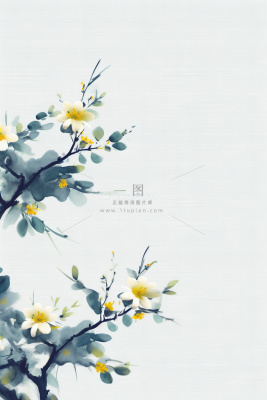 中国风简约淡雅蓝色枝叶背景 中国风简约淡雅蓝色枝叶背景