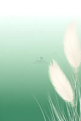 清新大气绿色芦苇羽毛背景