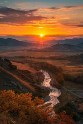 清晨日出朝霞云层摄影图