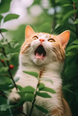 猫张开大嘴的猫咪可爱橘猫摄影图