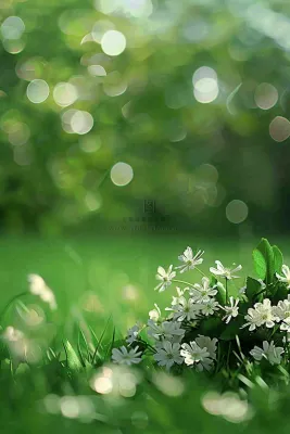 春夏草坪白色小花野花立夏惊蛰摄影图 春夏草坪白色小花野花立夏惊蛰摄影图