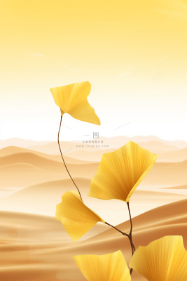 秋叶沙漠简约大气节气海报背景 秋叶沙漠简约大气节气海报背景