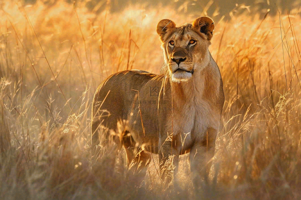 狮子雄狮动物非洲大草原保护动物摄影图